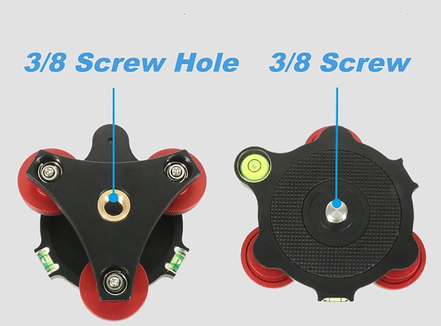 SQFOR +/-5 3 Camera Leveler, Tri-Wheel Leveling Base for Macro Photography with Degree Precision Adjustment, Aluminum