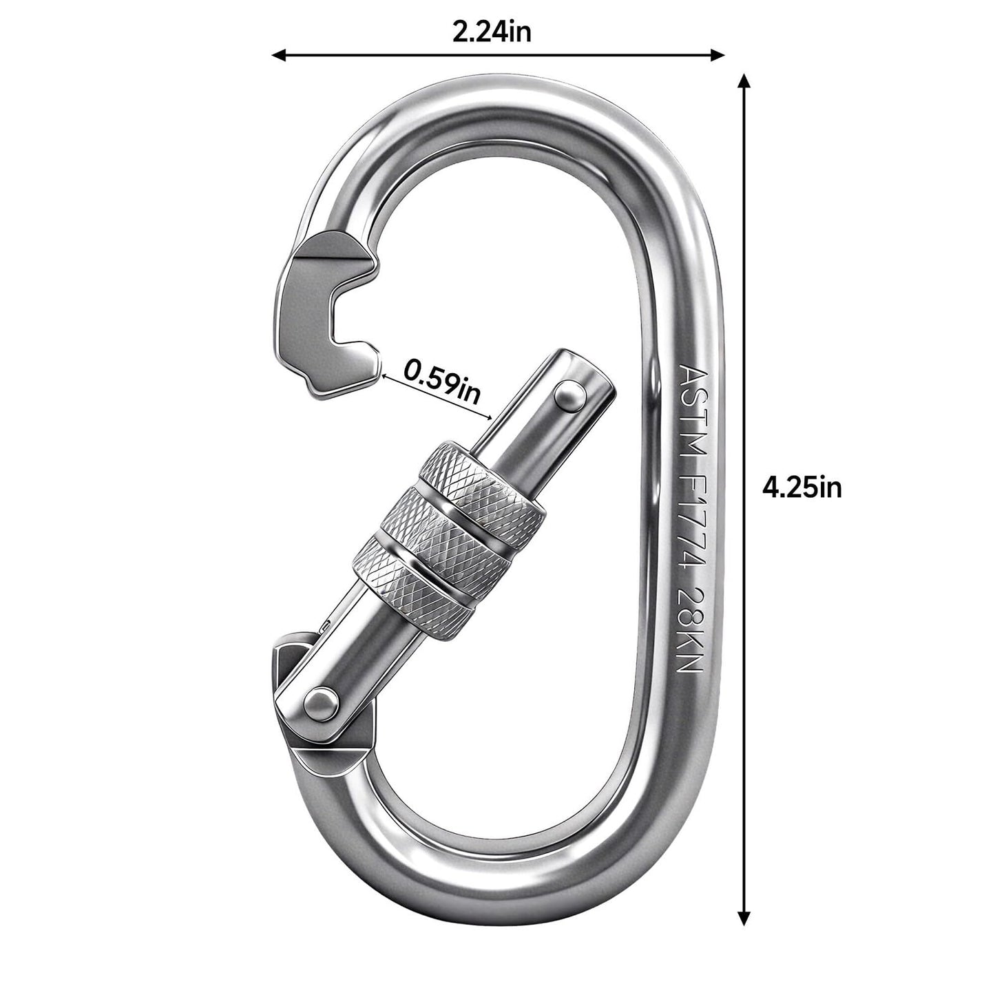 Heavy Duty Locking Carabiner Clip - 28KN /6295lbs Oval Carabiner, 4.3" Large High Strength Alloy Steel Caribiniers for Hammocks, Rigging, Gym, Ropes