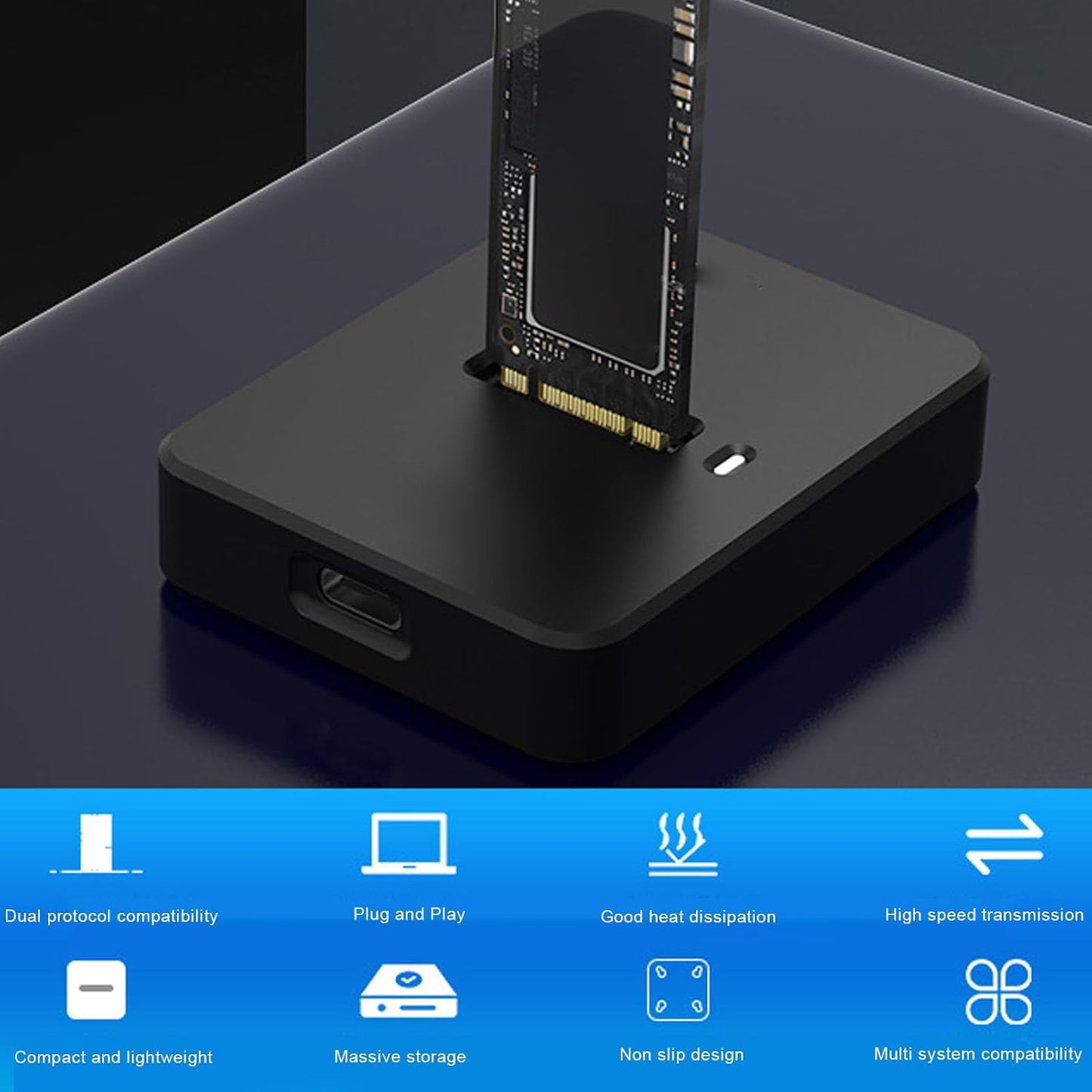 LICAEVEY M.2 10Gbps, 2230/2242/2260/2280 SSD to USB Adapter NVMe & SATA to USB C Docking Station, Aluminum Alloy