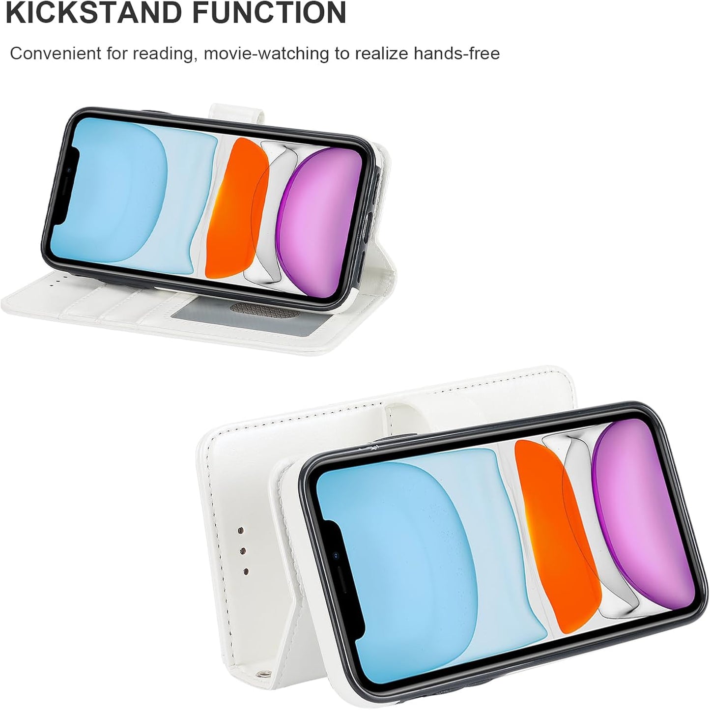 Bocasal 11 11 6.1 inch for iPhone Wallet Case with Card Holder PU Leather Magnetic Detachable Kickstand Shockproof