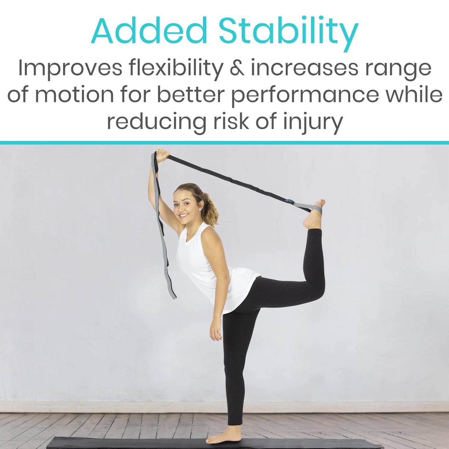 Vive Stretch Strap (75" - 10 Loops) - Leg Stretch Band to Improve Flexibility - Stretching Out Yoga Strap - Exercise and Physical Therapy Belt for Rehab, Pilates and Gymnastics with Guide Book