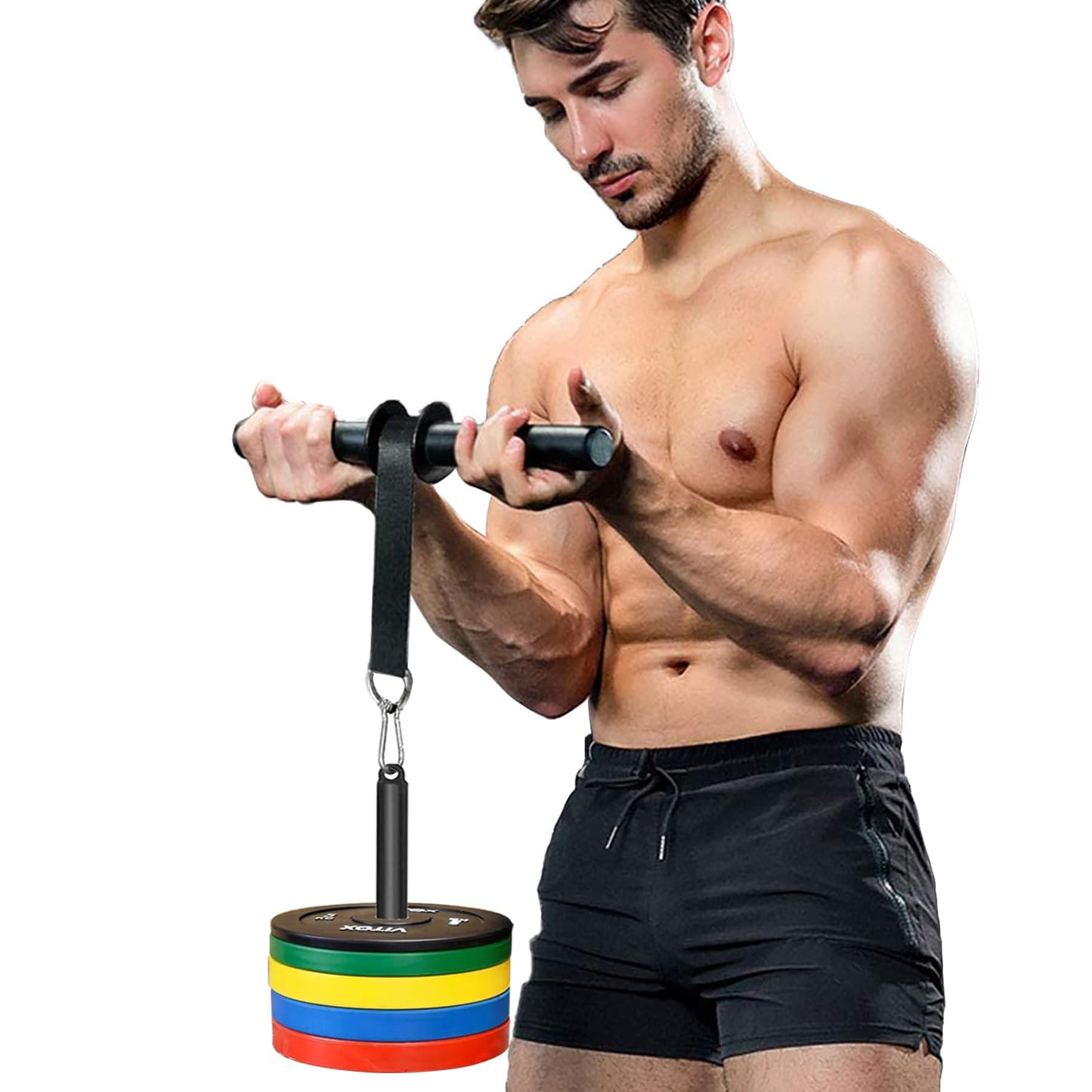 Forearm Blaster Roller Anti-Slip Handle Forearm Wrist Exerciser Trainer Strength Equipment Home Gym Must for Exercising Fitness Workout (Strap)