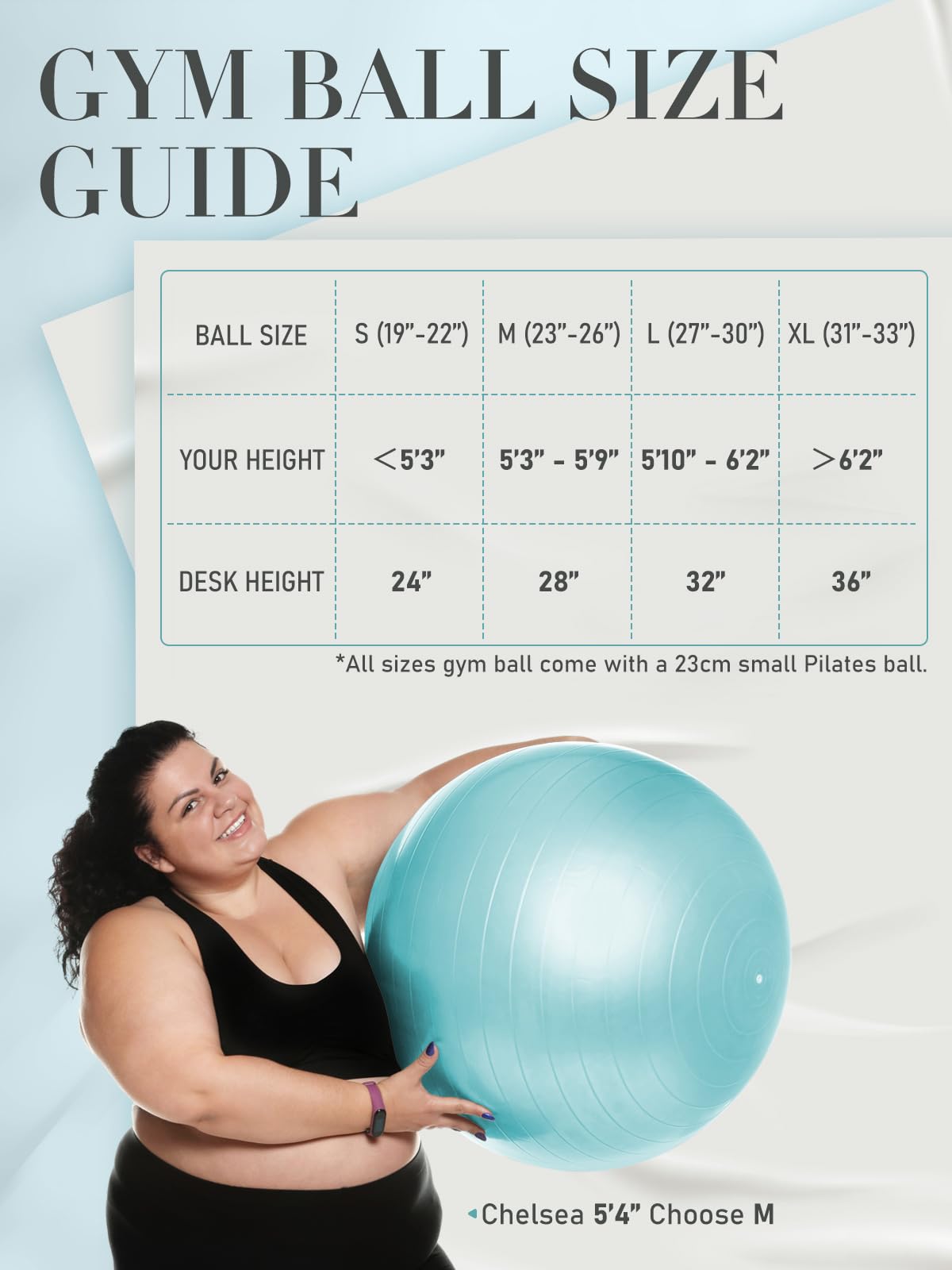 PhysKcal Exercise Yoga Ball Chair with Pilates Ball Set, Swiss Ball for Blance and Stability, Physical Therapy Set-Blue