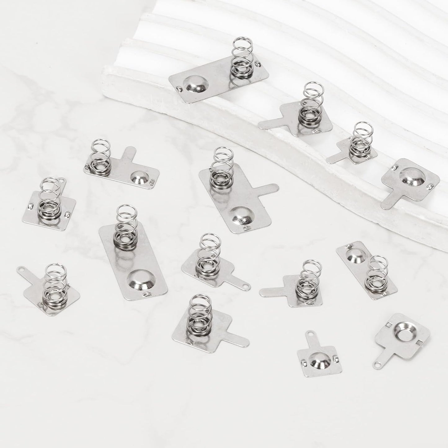 Mardatt 100Pcs Battery Springs AA, Battery Negative and Positive Nickle Plated Conversion Spring Contact Plate