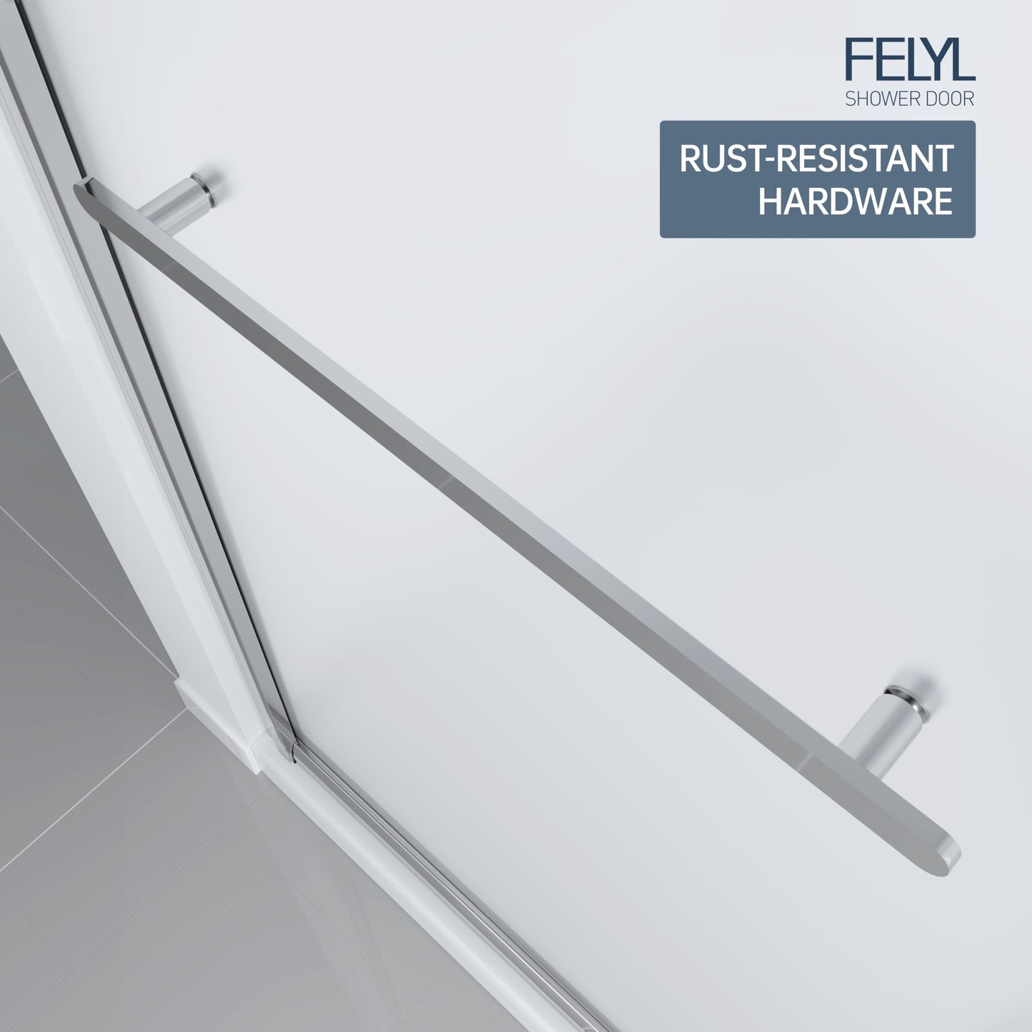 FELYL Frosted 72" Sliding Shower Door 67-72" W x 72" H, Chrome Finish, Single Sliding Door, Framed, 1/4" (6mm) SGCC Tempered Glass, Reversible Installation