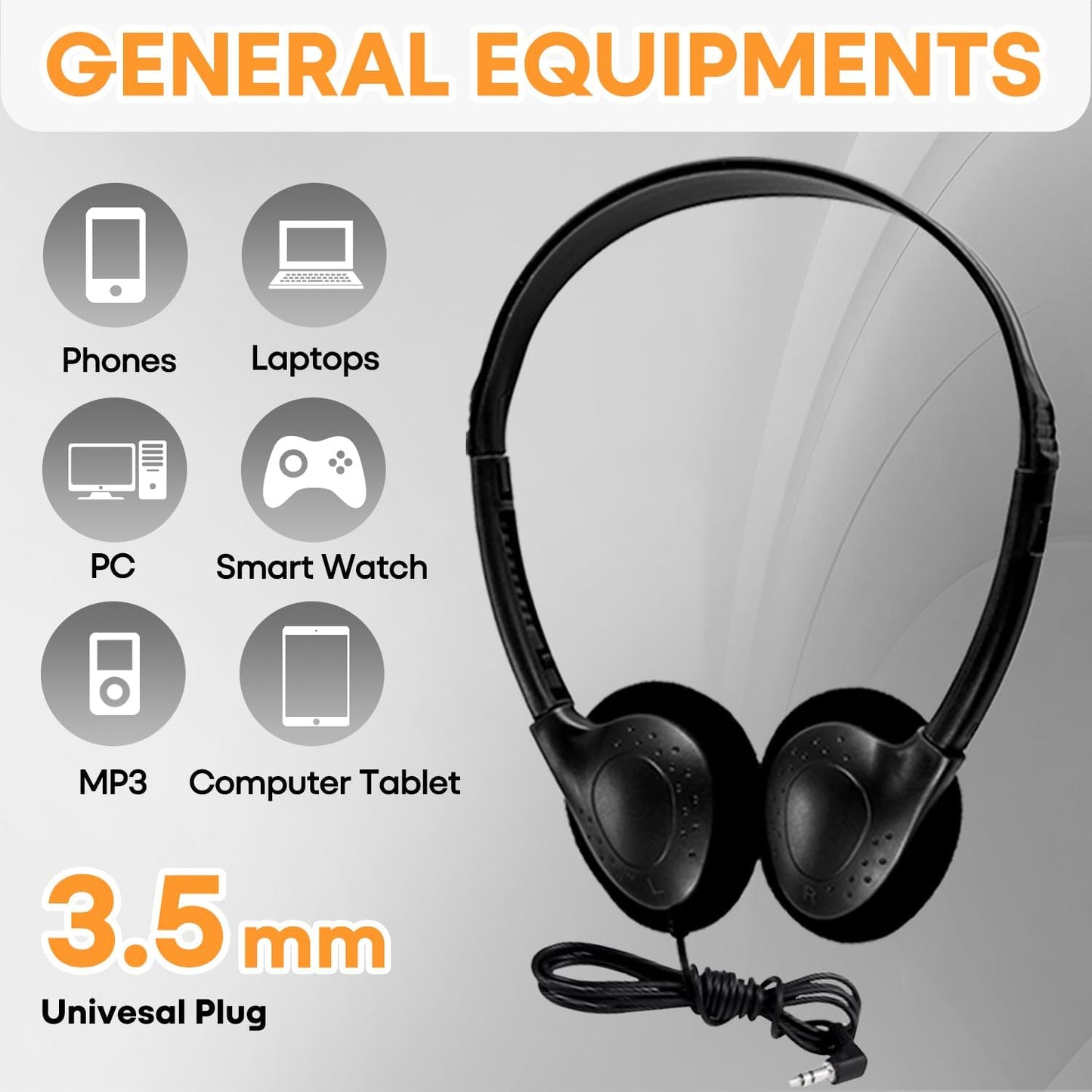 12 Pack Set (HY857,12 Kids Headphones Bulk for Classroom School Students, Durable Wholesale Class Headphones for Kids