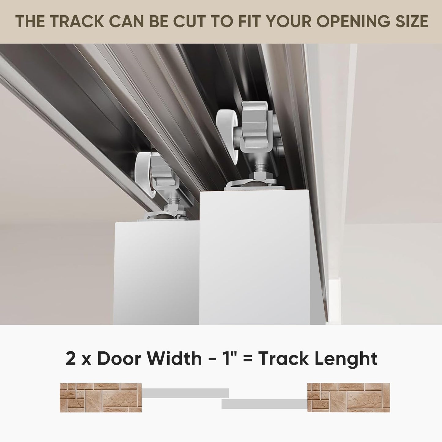 BARNSMITH 8FT/96 Bypass Door Hardware,Heavy Duty Aluminum Sliding Closet Door Hardware with Finger Pulls for 2 Doors System,Sturdy and Smoothly,Fit Door Thickness 1 3/8" or 1 3/4",Easy to Insatll