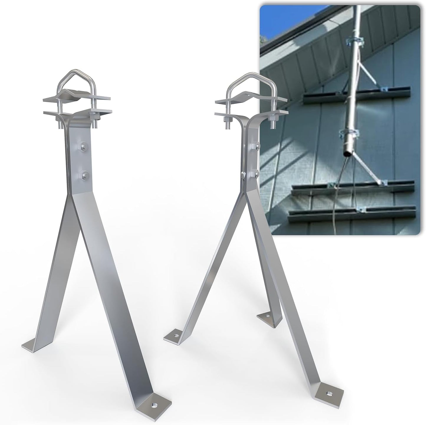 12" 2 Heavy-Duty Antenna Mount Bracket, Adjustable Antenna Mast Mount, Waterproof Wall Mount Pair for TV Antenna Mast