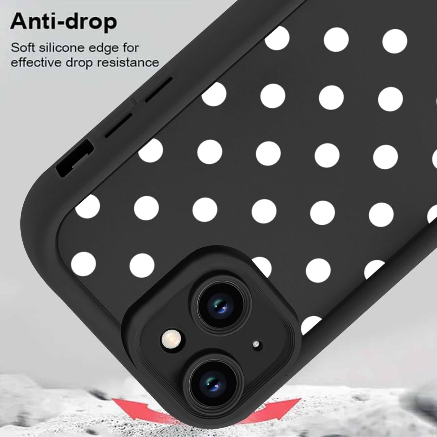 Aoldimu 15 6.1",Simple 15,Black Polka Dot Phone Case for iPhone Trendy Polkadot Pattern Cases Aesthetic Design Cover