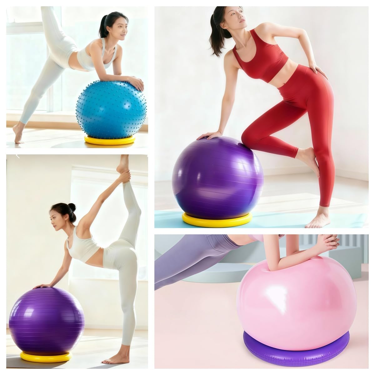 IRUZJZC Yoga Ball stabilizer Base with Anti Slip Ring - Used for Home Gyms and Offices, PVC Fitness Ball Holder with Anti Slip Stability and Enhanced Safety (Light Gray)