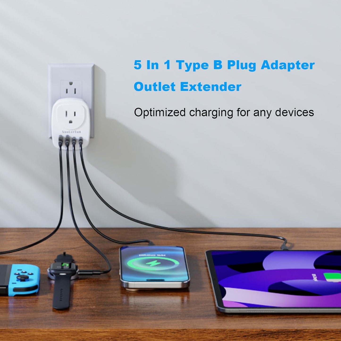 VooLerTun 2 Pack Outlet with USB Ports Cruise Approved Power Strip Wall Outlet Extender Splitter, USB Outlet Plug