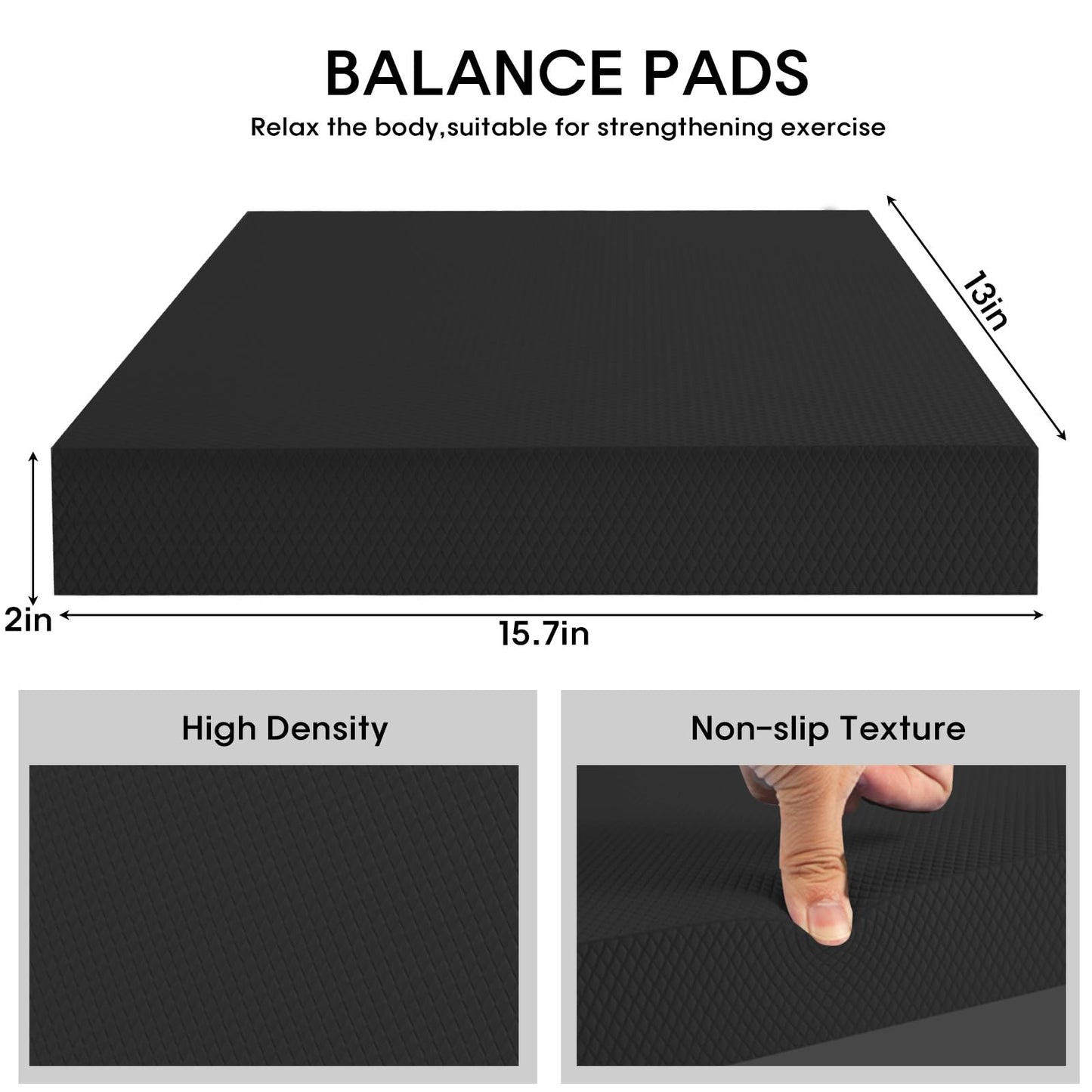 MBKHFLL Exercise Balance Pad，Balance Foam Mat for Physical Therapy Equipment & Strength Stability Training, Slip Resistant Foam Mat for Yoga, Pilates, Meditation，Gardening knee pads (black)