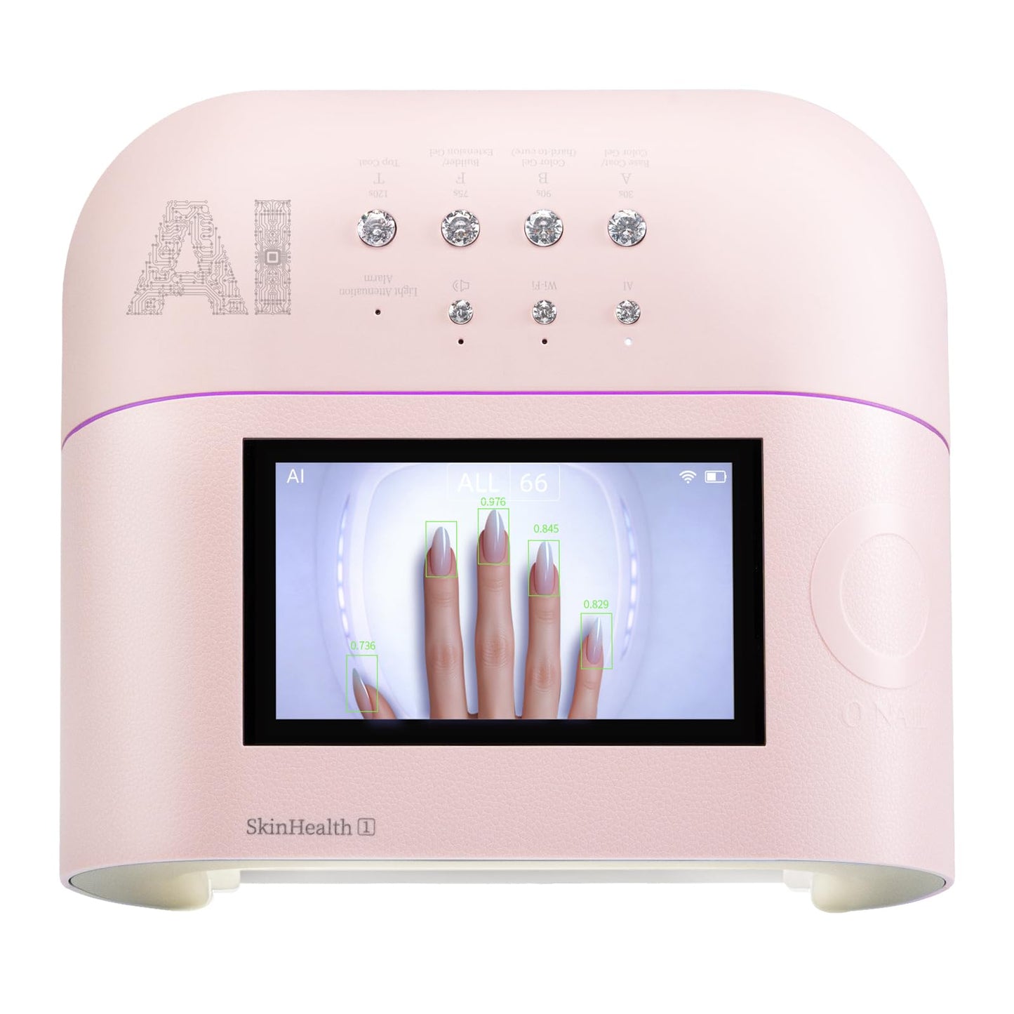 AI UV LED Nail Lamp for Gel Nails-ONAIL Professional Smart Nail Dryer with AI Nail Detection, Pain-Free Fast Curing 109 LEDs Skin-Safe UV Light, Salon Nail Lamp for Nail Gel Pink(Battery Not Included)