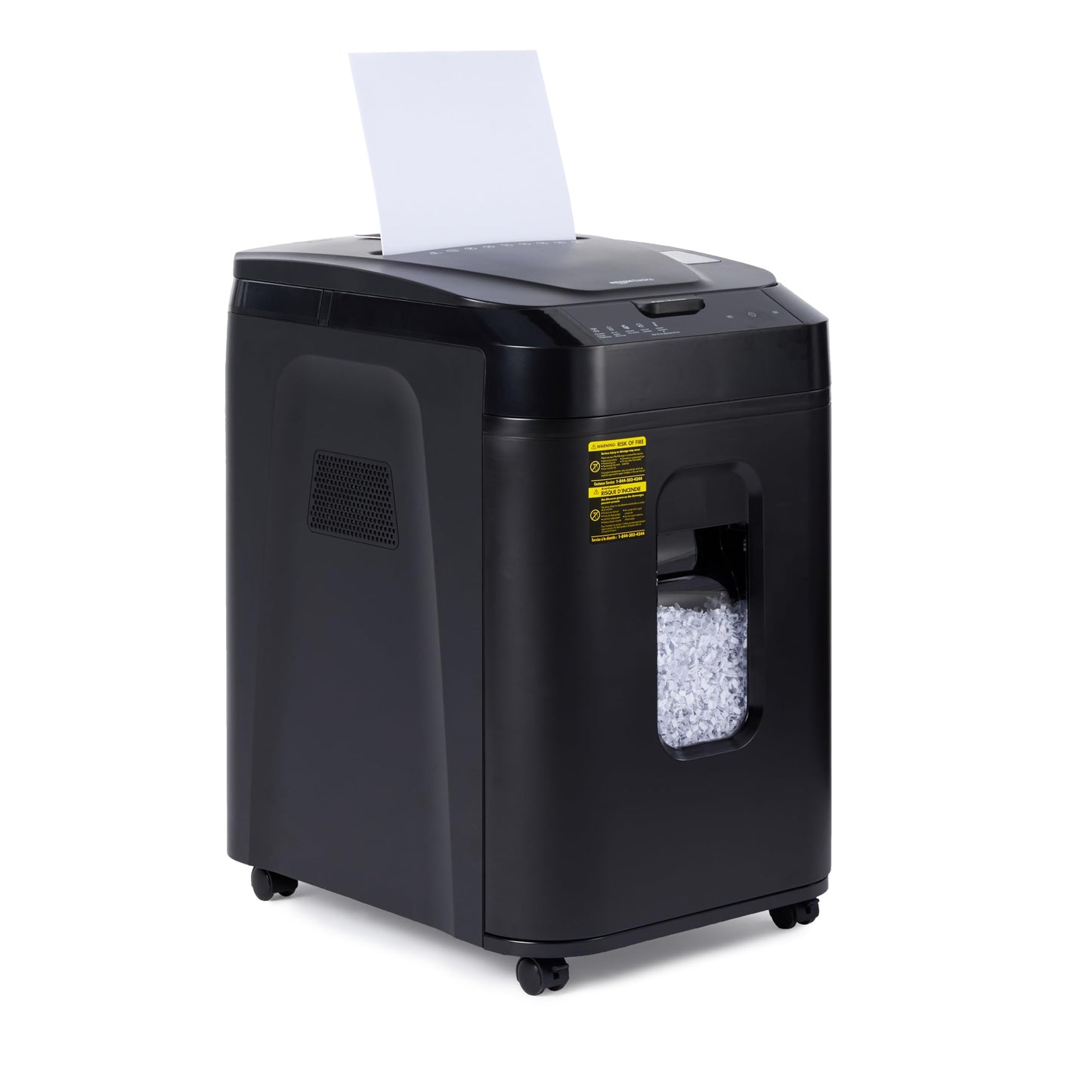 Amazon Basics 150-Sheet Autofeed Micro-Cut Paper and Credit Card Shredder, High Security Level P-4 with 8.5-Gallon Bin, 60-Minute Continuous Run Time, Black