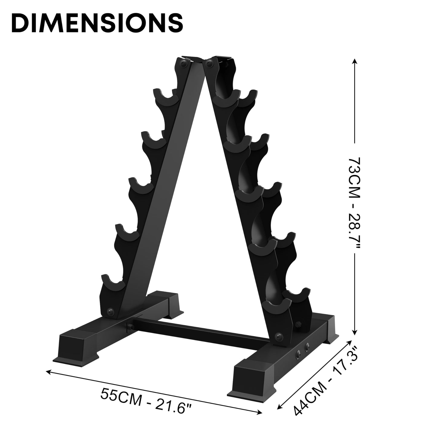 JDGG A-Frame Dumbbell Rack Stand Only, 5 Tier Steel Weight Rack for Home Gym, 300LBS Weight Capacity Compact Dumbbell Holder with Rubber Inserts, Space-Saving Gym Storage Organize