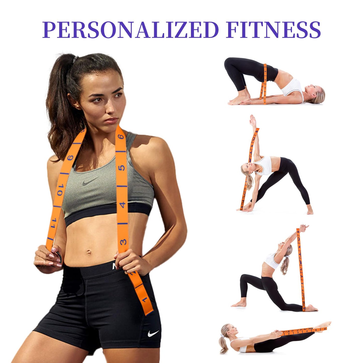 Elastic Yoga Stretching Strap with Loops, CEILIWEN Stretch Straps for Physical Therapy, Pilates Stretch Band, Elastic Exercise Bands, Leg Stretching Strap, Stretch Resistance Bands for Exercise