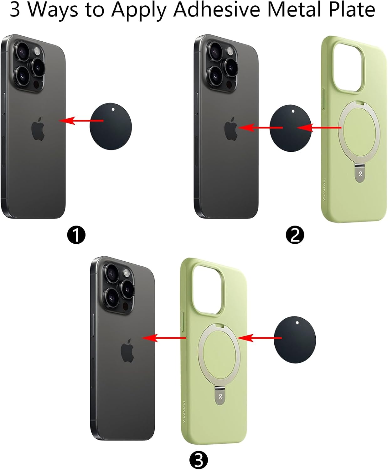 BGJRBY Plate8Pack 8 Mount Metal for Magnetic Car Mount Phone Holder with Full Adhesive for Phone Magnet, X Round