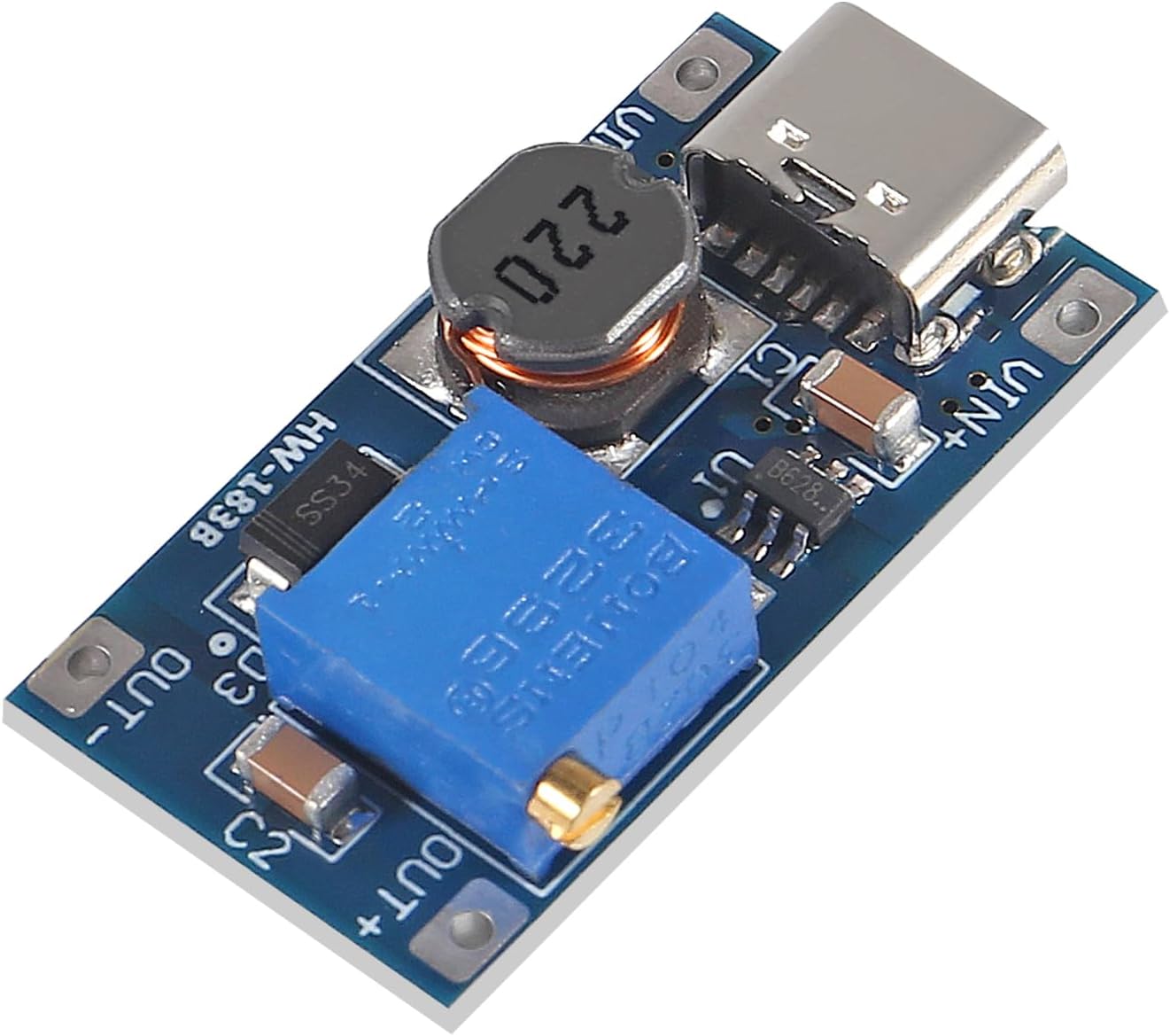 AITRIP 5pcs MT3608 2A 2V-24V 5V 9V 12V 28V Type-C DC-DC Adjustable Boost Module DC DC Boost Step up Converter Module