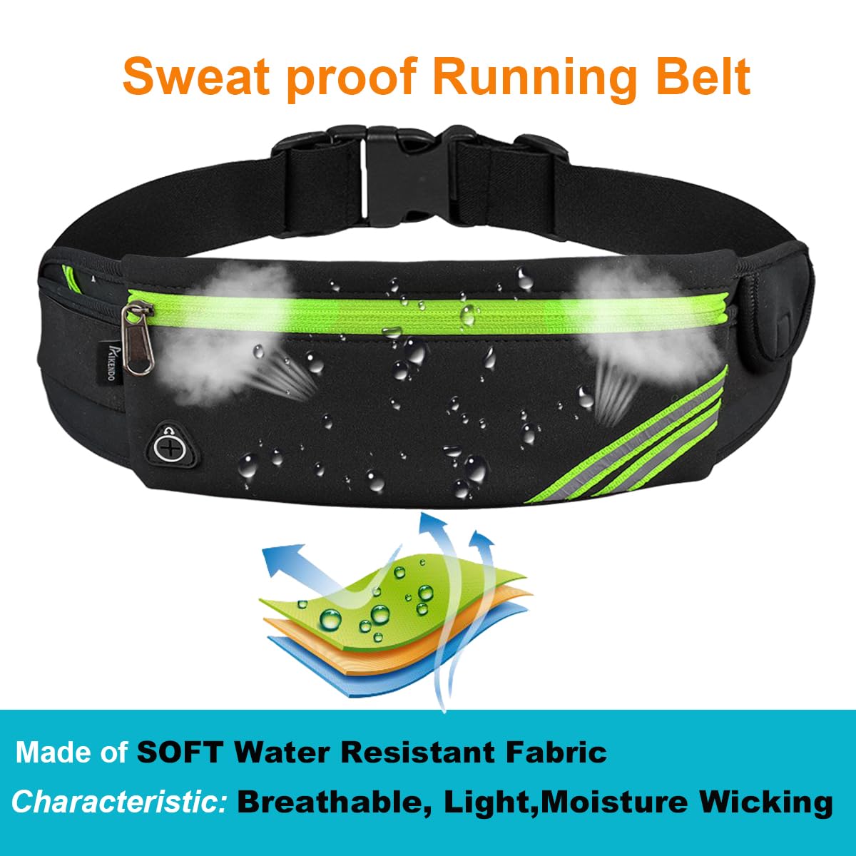 Slim Running Belt Fanny Pack,Waist Pack Bag for Hiking Cycling Workout,Reflective Runners Belt Jogging Pouch,Travelling Money Phone Holder for Running Gear Accessories