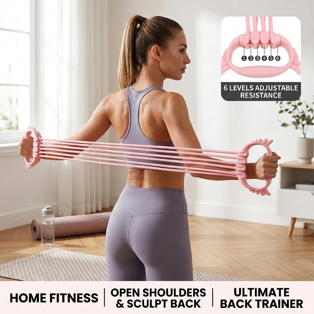 ZJchao Resistance Band with Handles, Exercise Band with 6 Tubes Multifunction Fitness Bands Figure 8 Resistance Band Home Workout Equipment for Back Shoulder Workouts Home Gym Training