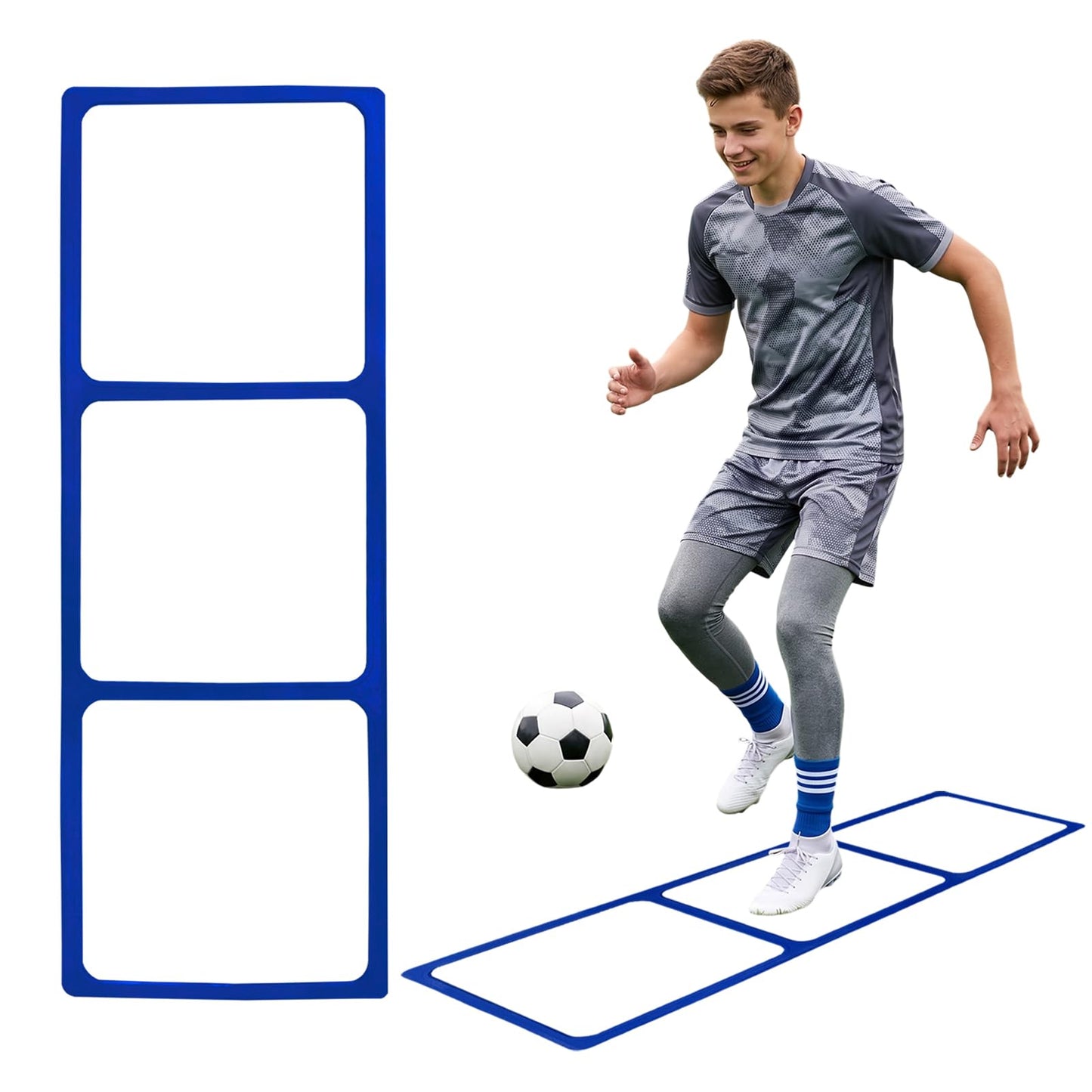 One-Piece Silicone Agile Ladder 1 PC Suitable for Sports & Fitness Step Training Soccer Footwork practice Street Dance Step Training Auxiliary Kit for Various Indoor and Outdoor Floor Areas (Blue)