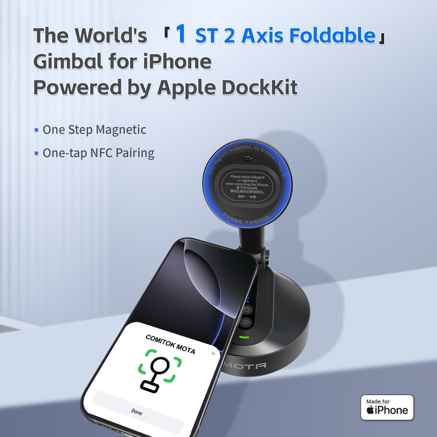 COMITOK 360 Magnetic Auto Face Tracking Stand Tripod MOTA for iPhone Follows Your Movement Hands-Free Video Recording