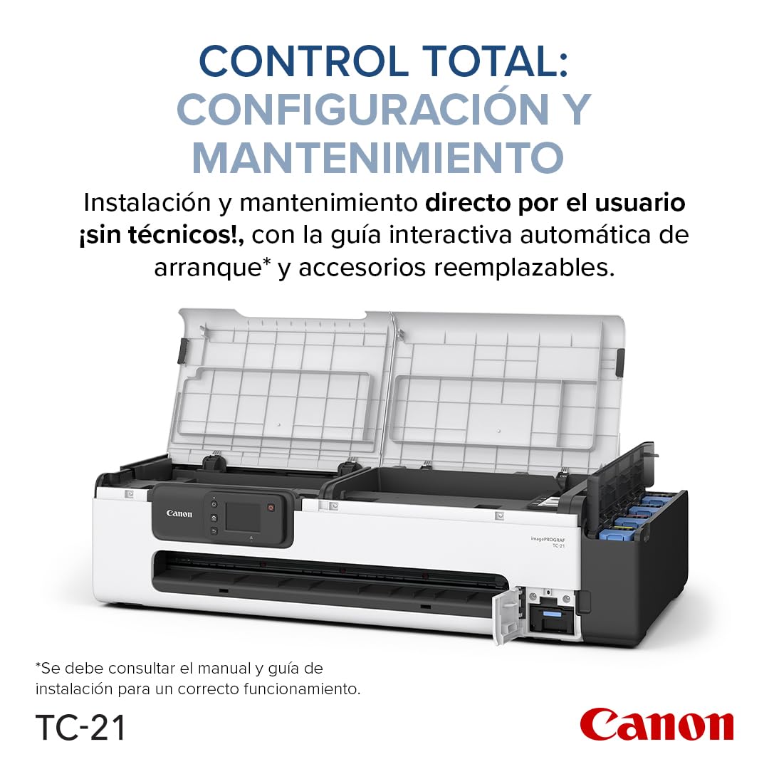 Canon imagePROGRAF TC-21 24" - Large Format Printer, Poster & Plotter Printer, Automatic Roll & Cut Sheet Paper Feeder, Includes 280 ml of Ink, White