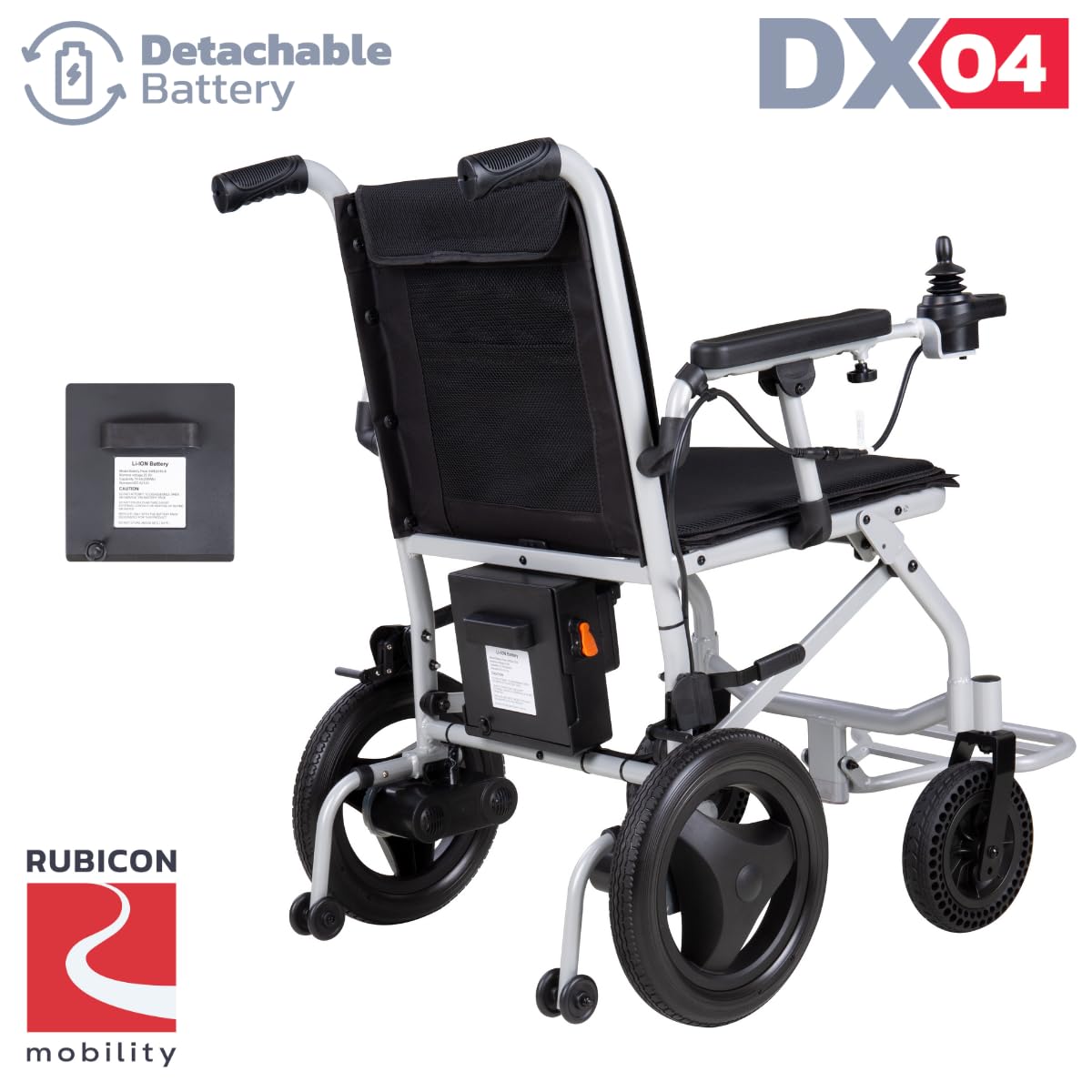 Rubicon DX04 World’s Lightest 30 lbs Foldable Electric Wheelchair – Portable Travel Power Chair – Airline Approved – Compact Lightweight Mobility Chair for Adults – 10 Mile Range (Model4)