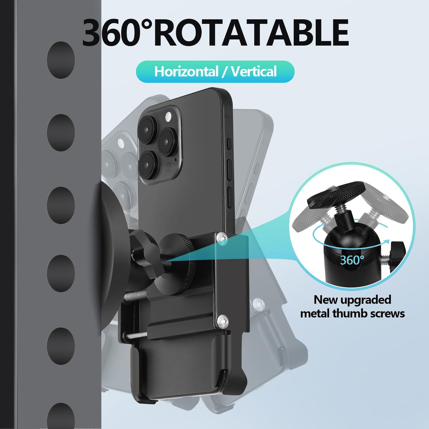 Vinkqiado Gym Magnetic Phone Holder, All Metal Magnet Base Phone Mount for Gym Equipment, Tractor, Refrigerator, Forklift, or Any Ferrous Metal Surface, Compatible with All Smartphones (Large Base)