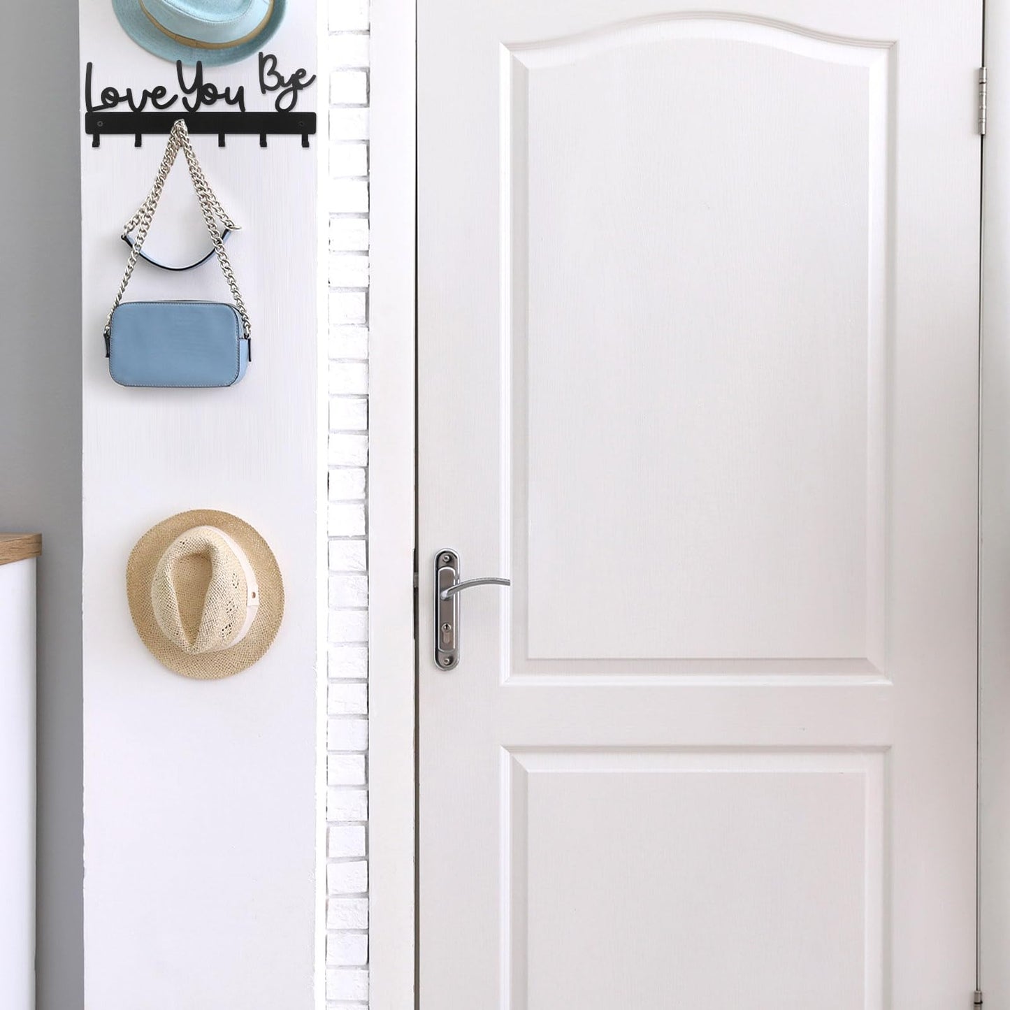 Otoolling Key Holder Wall Mount Love You Bye Key Holder Hook Rack Organizer Hanger with 6 Hooks for Wall Express Love Art Sign Decor for Entryway Front Door(Hook Style,10 x 4)