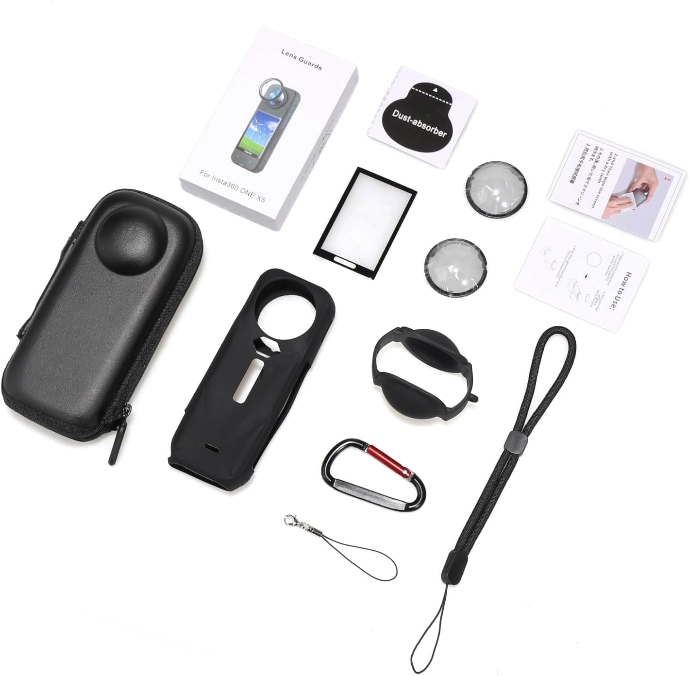 Vasgather 360 X5 Camera Accessory Kit for Insta - Lens Guards, Silicone Case, Camera Case (Black, Unisex)