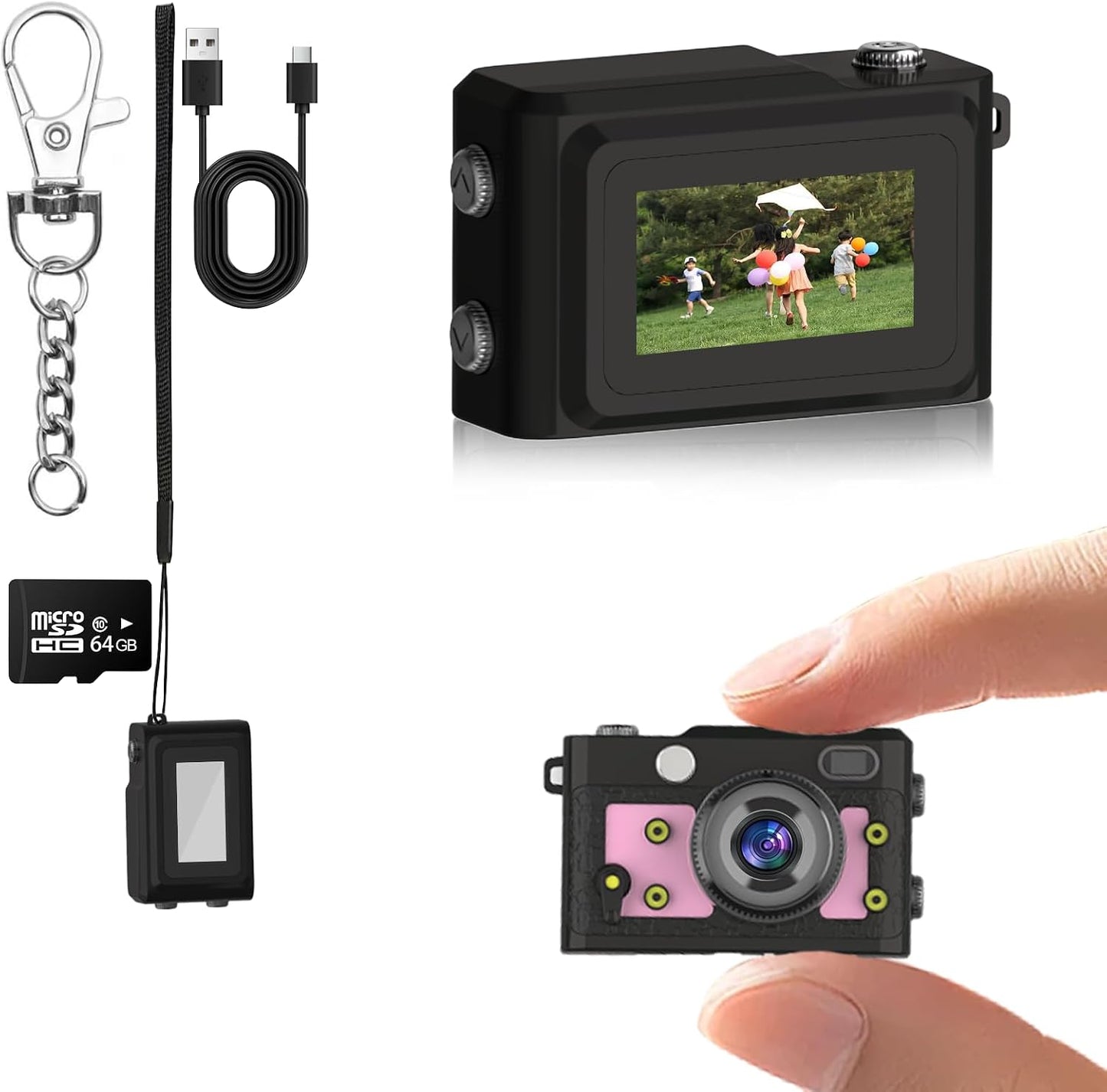 MGW Star 64GB, 1080P 120 Mini Keychain Camera Mini Retro Photo Video Camera, Minute Battery Life Portable Tiny Digital
