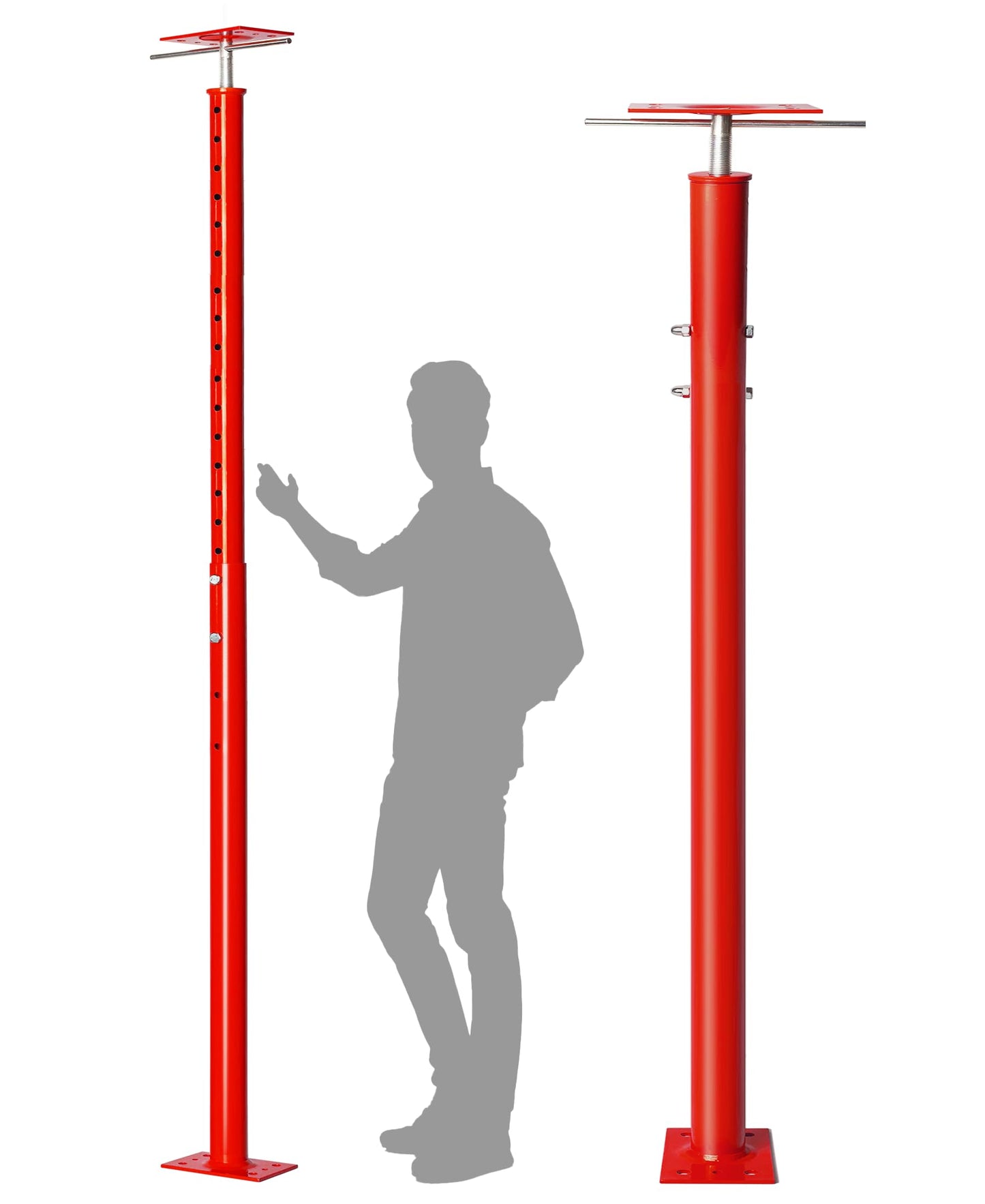 2 Pack House Floor Jacks Post Pole for Leveling, 48"- 93" Height Range Lifting Shore House Jack Post, Adjustable Support Beam Basement House Jacks for Temporary Support, 18000 lbs Max Load Capacity