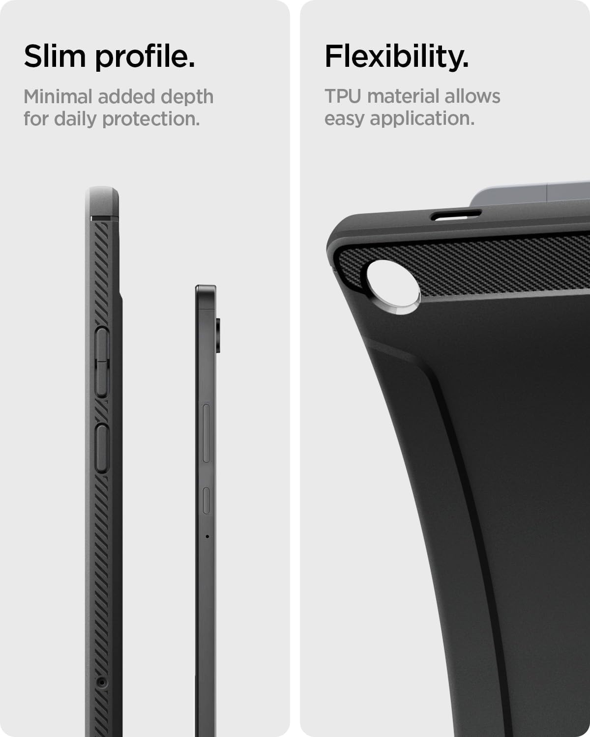 Spigen A11+ (2025), for Galaxy Tab Plus Case Rugged Armor Slim Protective Case with Carbon Fiber Design and Air Cushion