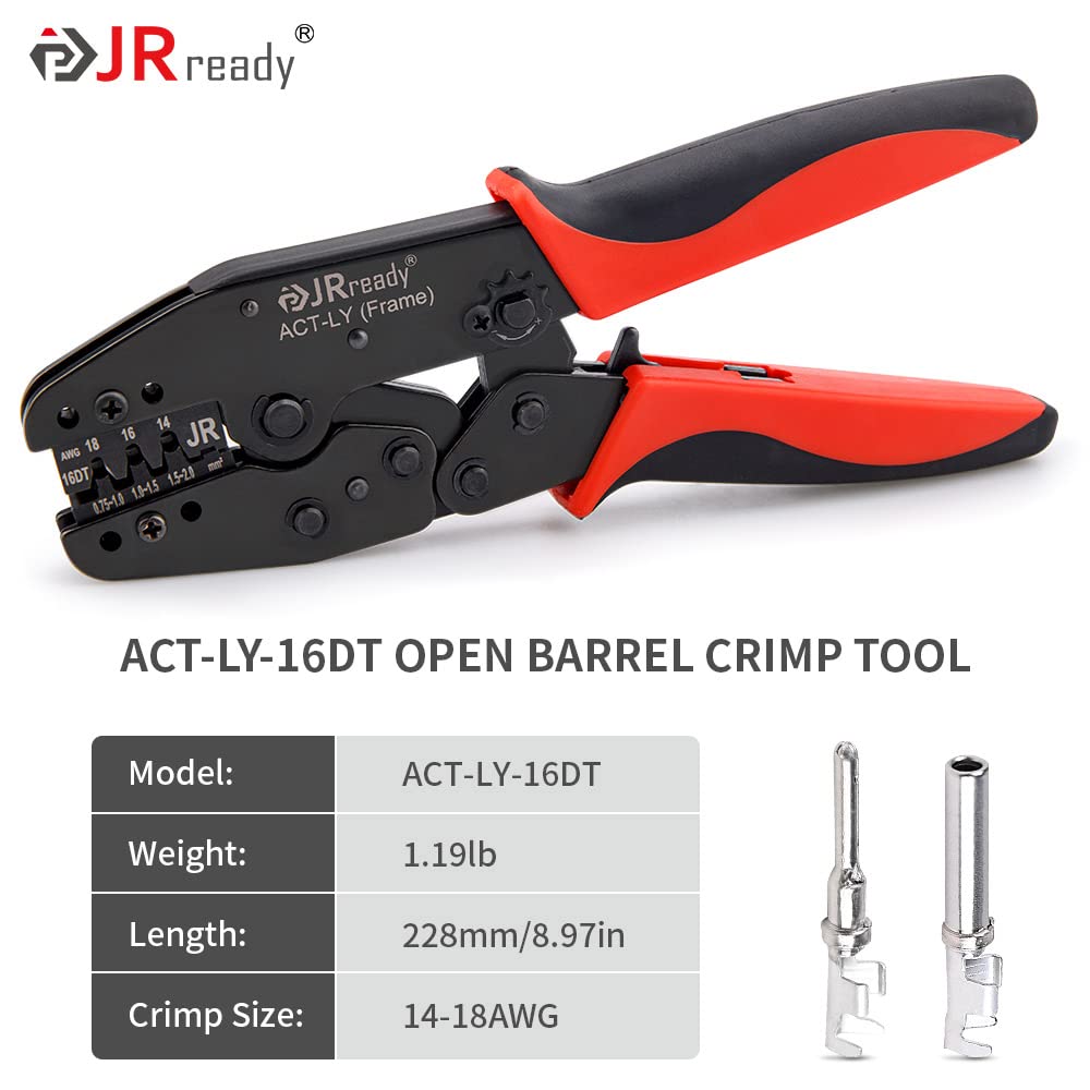 JRready ST6316 DT Deutsch Connector Kit, 2,3,4,6,8,12 Pin Connector, Deutsch Crimp Tool (ACT-LY-16DT), Size 16 Stamped Contacts, Deutsch pin Kit.