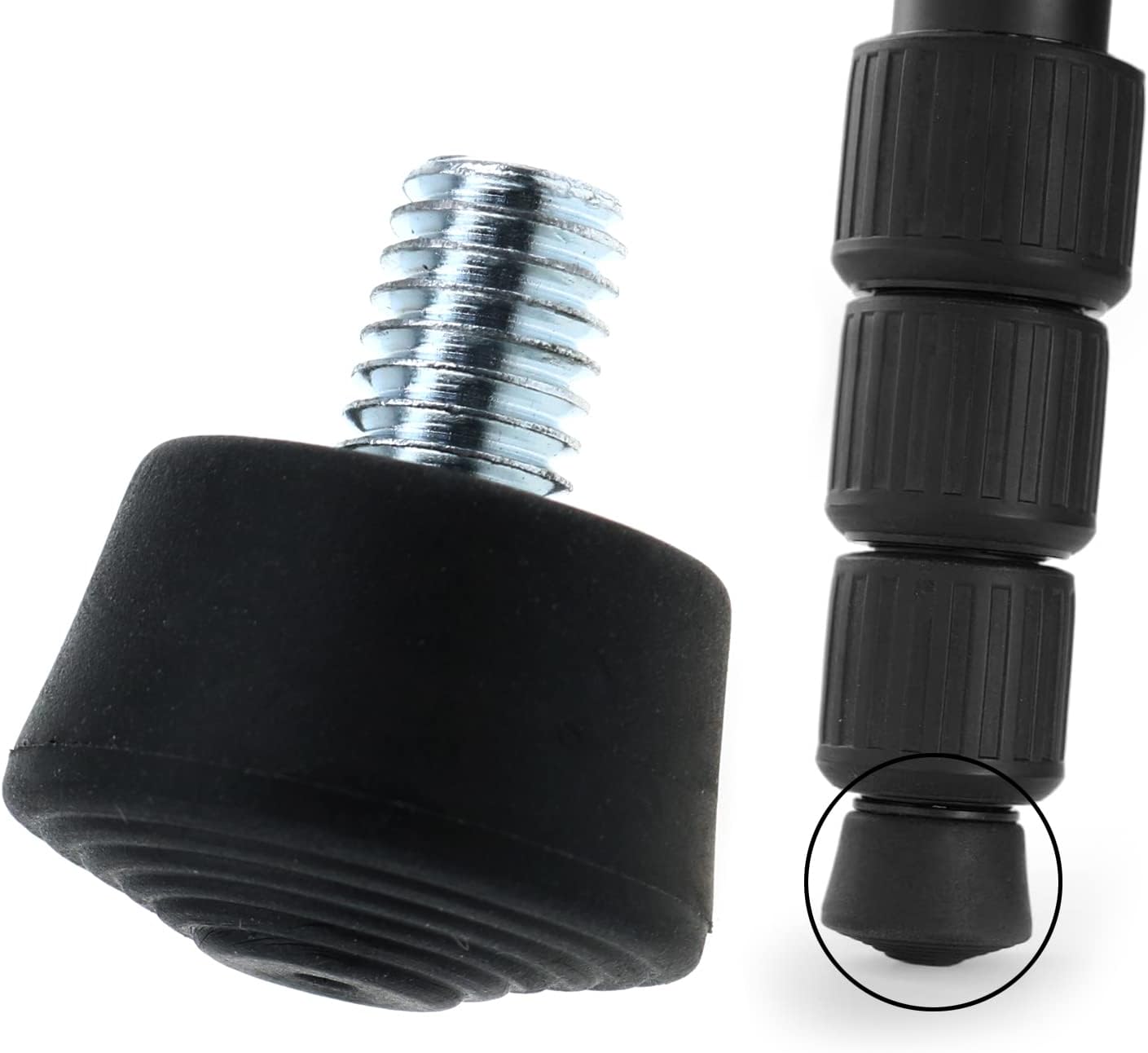 LUORNG 3pcs 3/8" Antislip Rubber Tripod Feet Spike Photography Accessories, Black