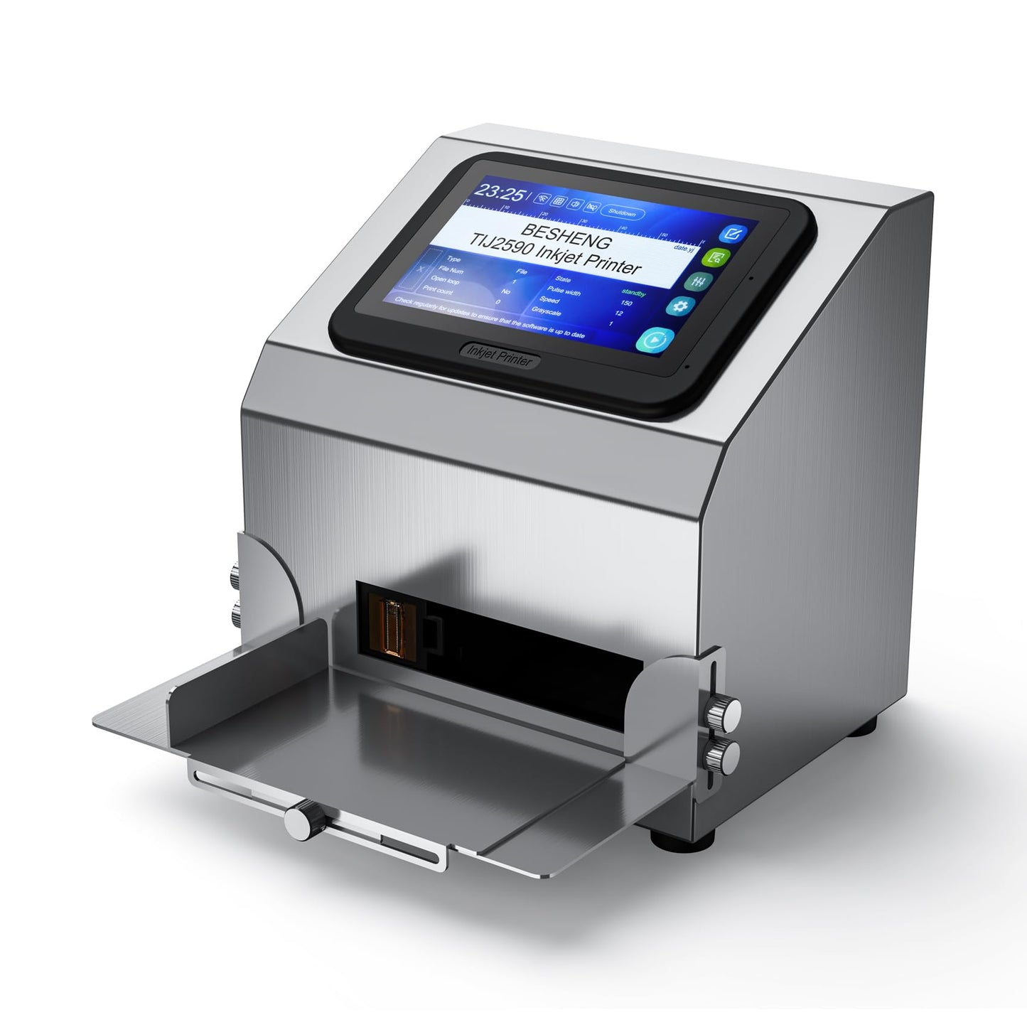 BESHENG Inkjet Coding Machine with 5 Inch Touch Screen Inkjet Coder with 42ml Original Quick-Drying Ink Cartridge Intelligence Batch Printer for Date/Time/Barcode/QR Code/Batch Number/Label/Picture