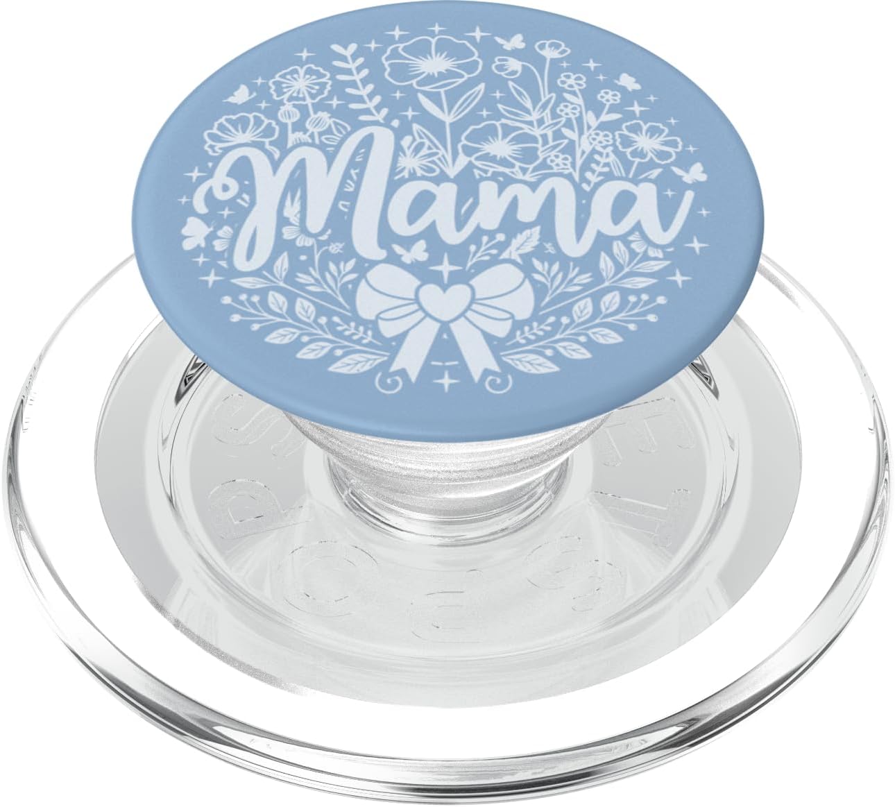 Botanical Wildflower Mama Mothers Day Gifts Co. Pastel Baby Blue Heart Mama Bow Minimalist Floral Wildflower PopSockets