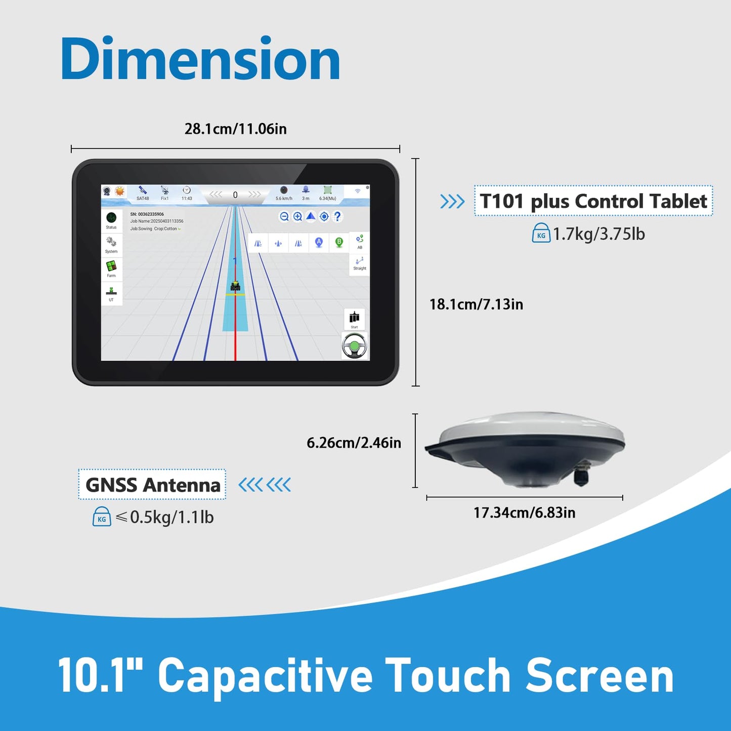 SMAJAYU JY100 Plus Tractor Guidance System with Precision AG Software, Android10 Tablet, 1-inch by CORS, 4-inch by PPP Connection, A-B line Guidance Compatible with Any Tractor CAT, John-Deere...