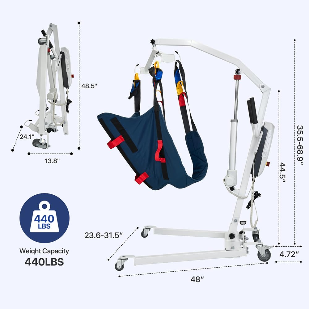 Coisioke Electric Patient Lift Premium Aluminum Folding Electric Patient Lift for Home Travel and Healthcare Efficient 440lbs Electric Body Lightweight Transfer Lift