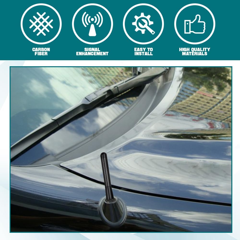 Kutyun 3.15" Car Stubby Antenna, Universal Mini Antenna with Aluminum Alloy Thread, Replacement Antenna for AM/FM Radio
