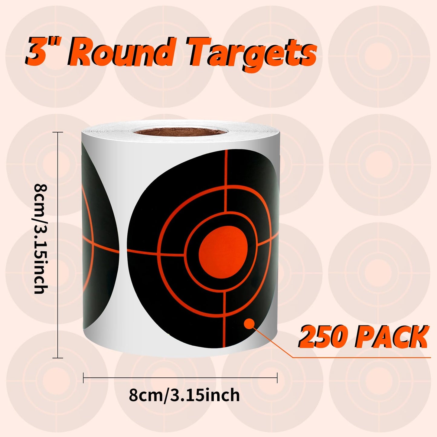 Shooting Targets, 3" Splatter Targets Stickers 250 Pcs Self Adhesive Target for Shooting Range Reactive Paper Gun Target for Airsoft, Rifle, Pistol Shooting Practice, Red