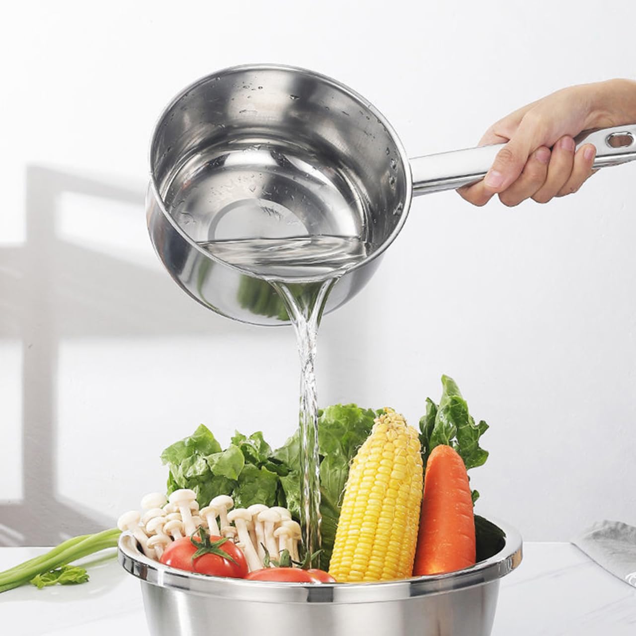 Yardwe Stainless Steel Soup Spoon Large Water Ladle with Long Handle 13.4 Inch Metal Kitchen Scoop for Cooking and Serving in Home and Restaurant