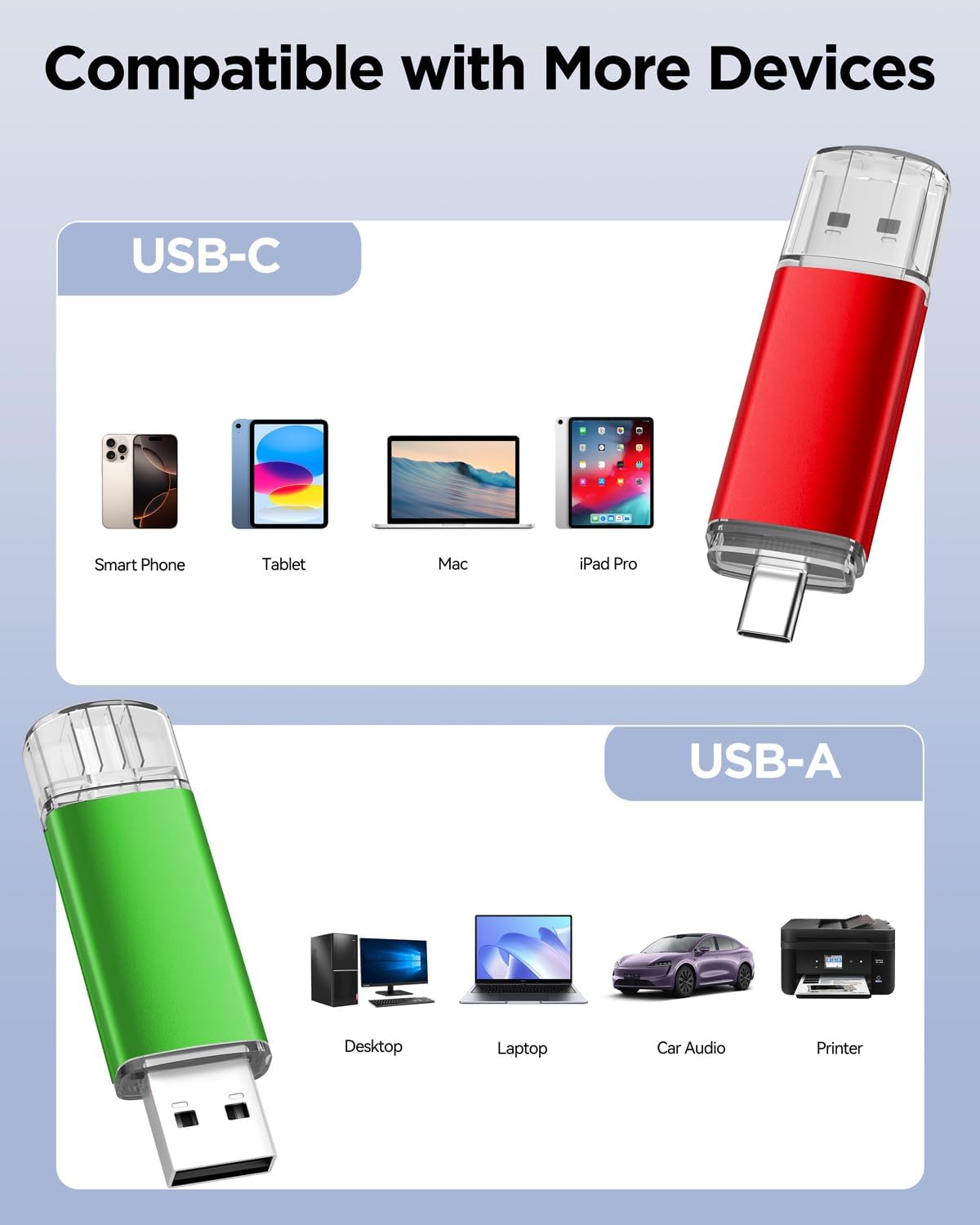 AreTop 16GB 2.0 16GB 2-in-1 16/15, 5 Pack USB C Thumb Drive USB Dual Flash Drive USB Drive Portable Type-C Memory Stick