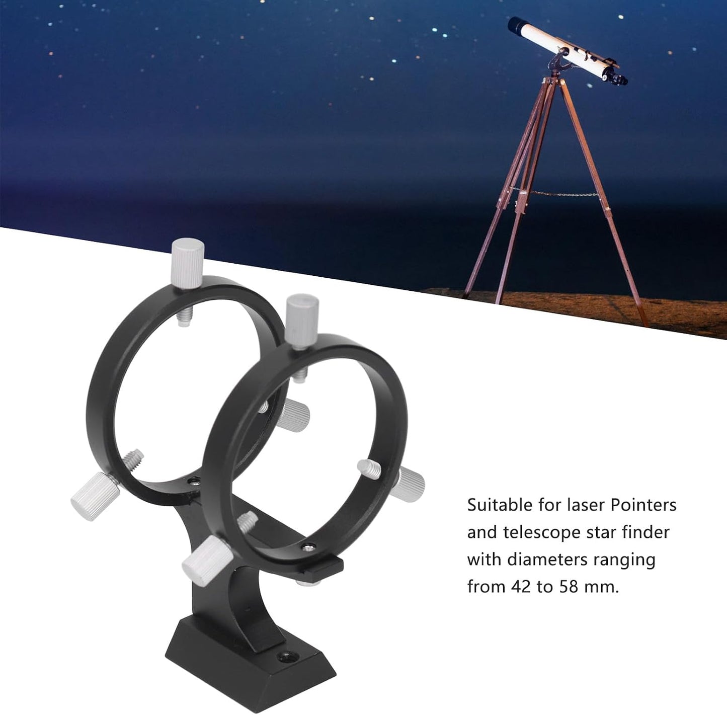 1/4 Inch Telescope Finder Scope Mount, Adjustable Bracket with Fixing Ring and Screw for Astronomical Telescopes
