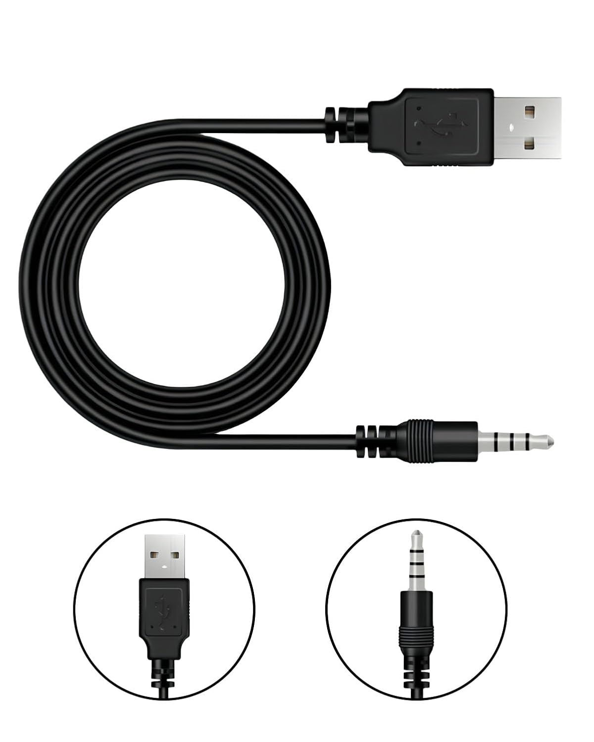 Duoxiate 3.5mm 2.0 3.3ft 2.0, MP3, Jack Charge Cable Male AUX Audio Jack to USB Charge Data Cable Cord Audio Car Stereo