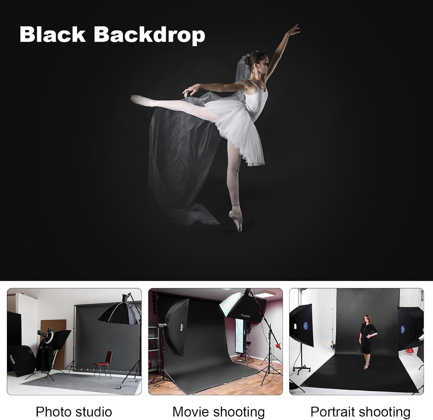 Ximaoy 5 6.5 Black Backdrop for Photography x Ft,Black Background Sheet for Photography,Photo Backdrop Curtain