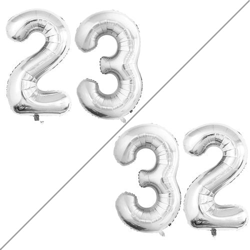 GOER 23 Balloon - Jumbo 42 Inch Foil Helium Decoration for 23rd Birthday Party - Silver
