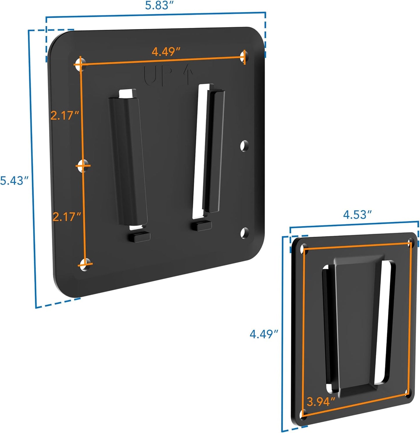 Mount-It! 0.7" 13-43" 30 lbs, 75x75 100x100, RV TV Mount, Rust-Proof Polymer, Dual Wall Plates & Quick-Release