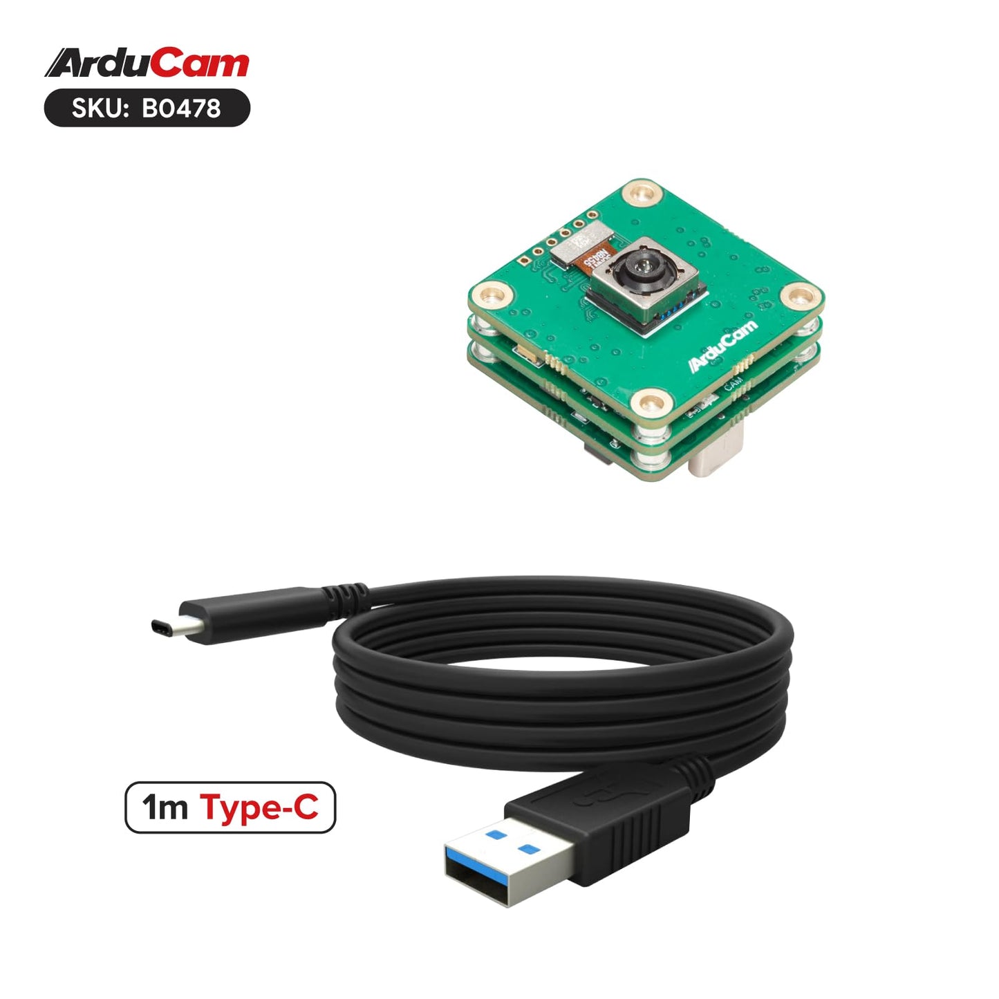 Arducam USB 3.0 Camera, 120fps High-Speed USB Camera Module, IMX586 48MP High-Resolution Webcam with 78°(D) Motorized Focus Lens and Metal Case, Compatible with Windows and Linux OS